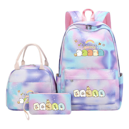 Game Corner Biology Youth Student Girls School Bag Lunch Bag Three Piece Set Backpack Set
