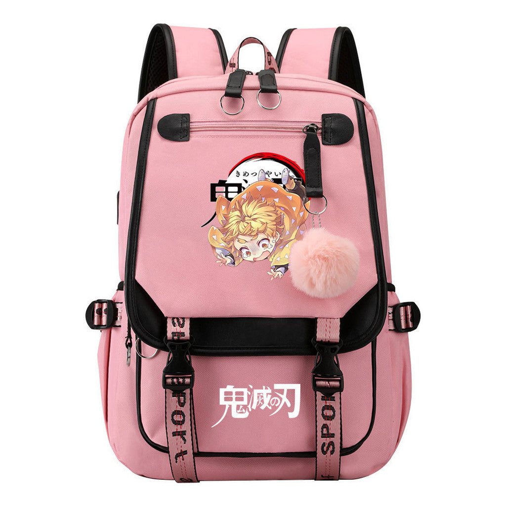 Cartoon Fashion Usb Student Backpack With Casual Woven Strap Flip Back Backpack