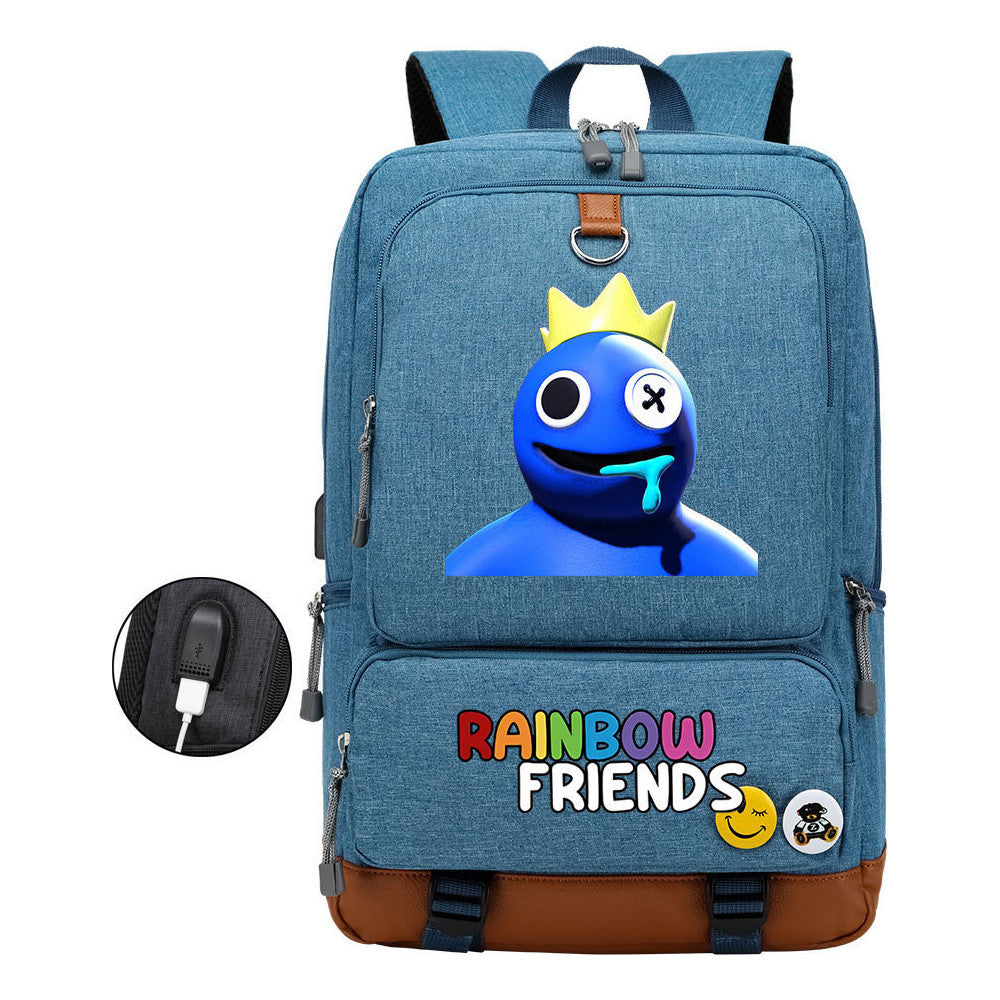 Rainbow Friend Usb Youth School Bag Leisure Travel Backpack