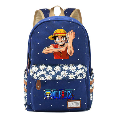 Anime Pirate Wang Lufei Printed Book Bag Fragmented Flower Leisure Backpack