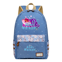 Anime Cartoon Cheshire Cat Print Youth Student Backpack With Floral Casual Backpack