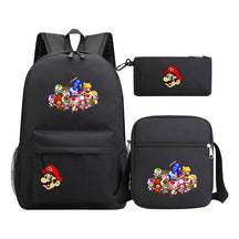 Super Mario Printed Student Backpack Three Piece Set For Men And Women's Backpack Set