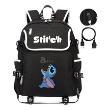 Anime Star Baby Stitch Printed Usb Youth Student Backpack For Men And Women's Leisure Travel Backpack