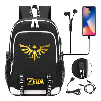Golden Usb Youth Student Backpack For Leisure Sports Backpack