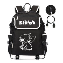 Anime Star Baby Stitch Printed Usb Youth Student Backpack For Leisure Travel Backpack