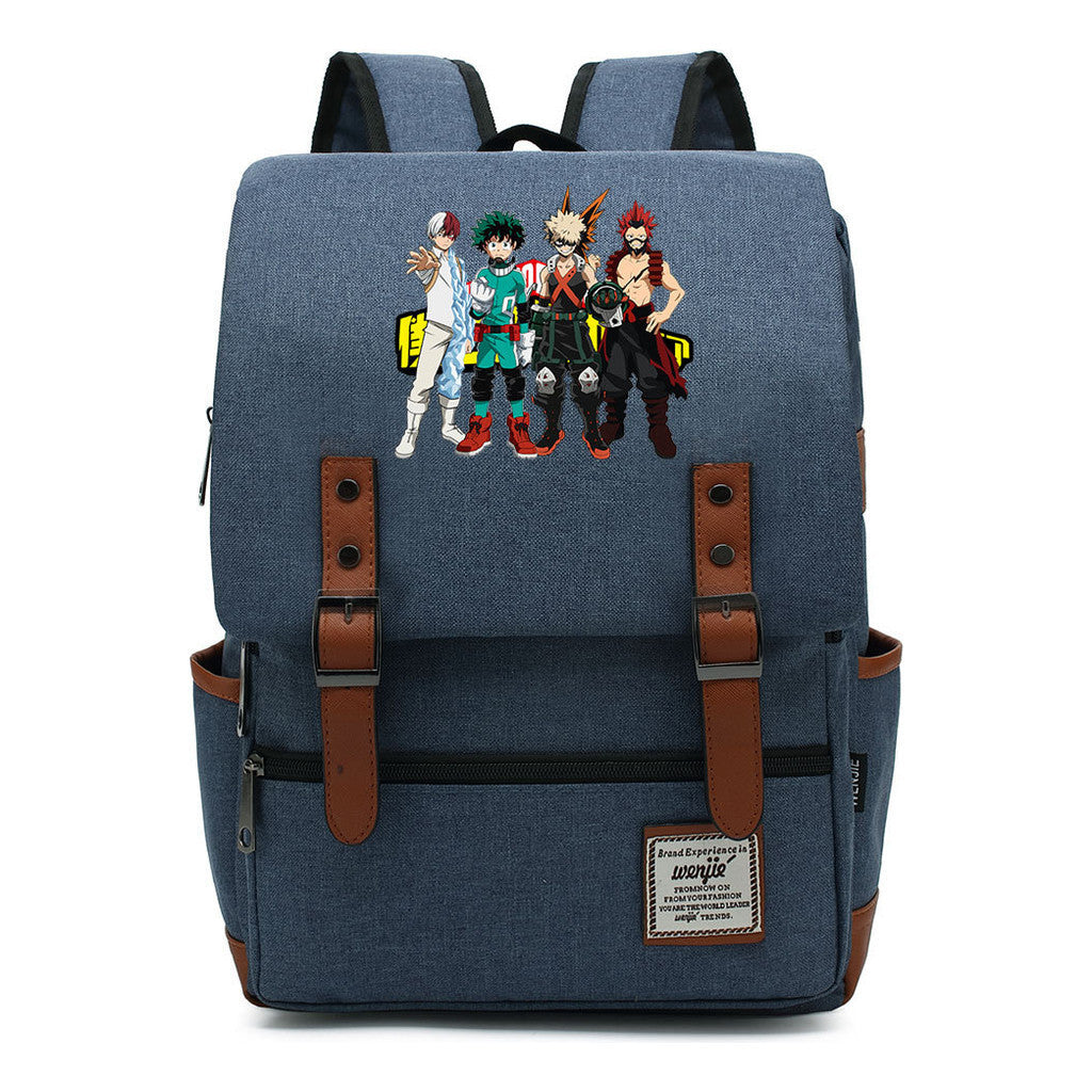Anime My Heroes Academy Printed Youth Student Backpack Men's And Women's Leisure Belt Buckle Classic Backpack