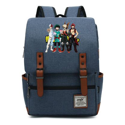 Anime My Heroes Academy Printed Youth Student Backpack Men's And Women's Leisure Belt Buckle Classic Backpack