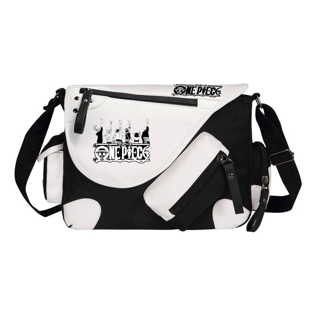 Anime One Piece Print Youth Student School Bag Canvas Single Shoulder Bag Men's And Women's Leisure Straddle Backpack