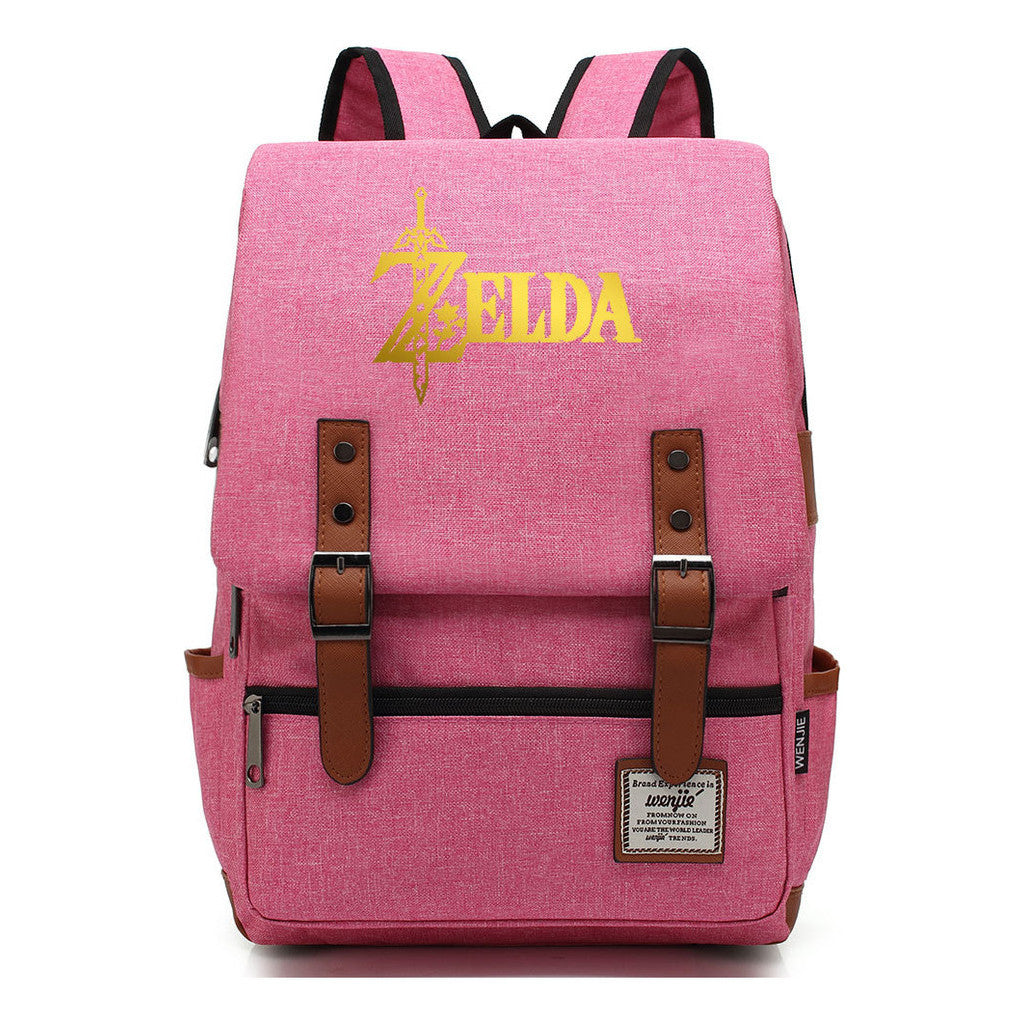 Golden Game Zelda Printed Youth Student Backpack For Men And Women, Casual Belt Buckle, Classic Backpack