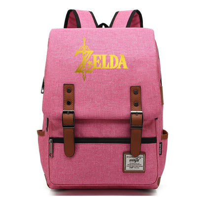 Golden Game Zelda Printed Youth Student Backpack For Men And Women, Casual Belt Buckle, Classic Backpack