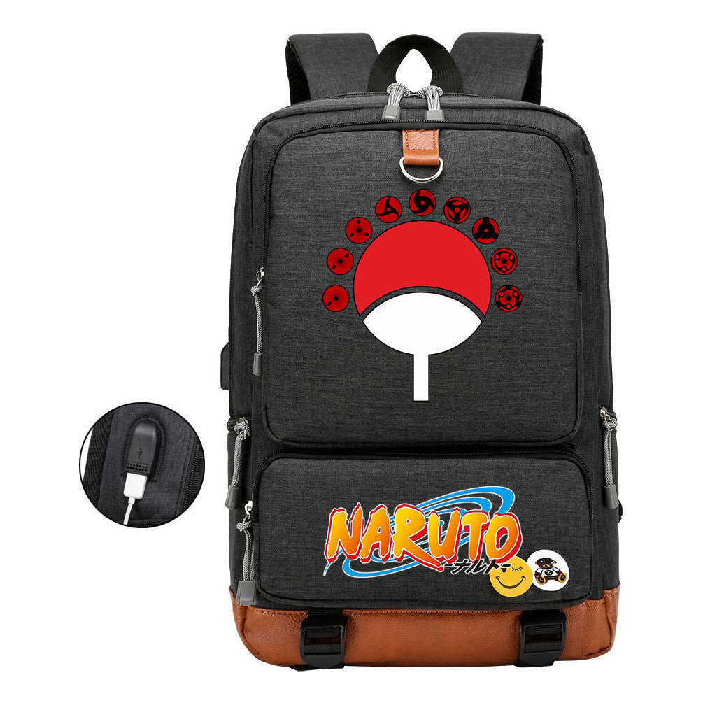 Naruto Print Usb Youth Student Backpack For Men And Women Leisure Travel Backpack