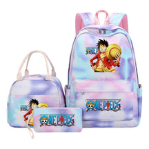 Cartoon Pirate King  Student Girl Backpack Lunch Bag Three Piece Set Backpack