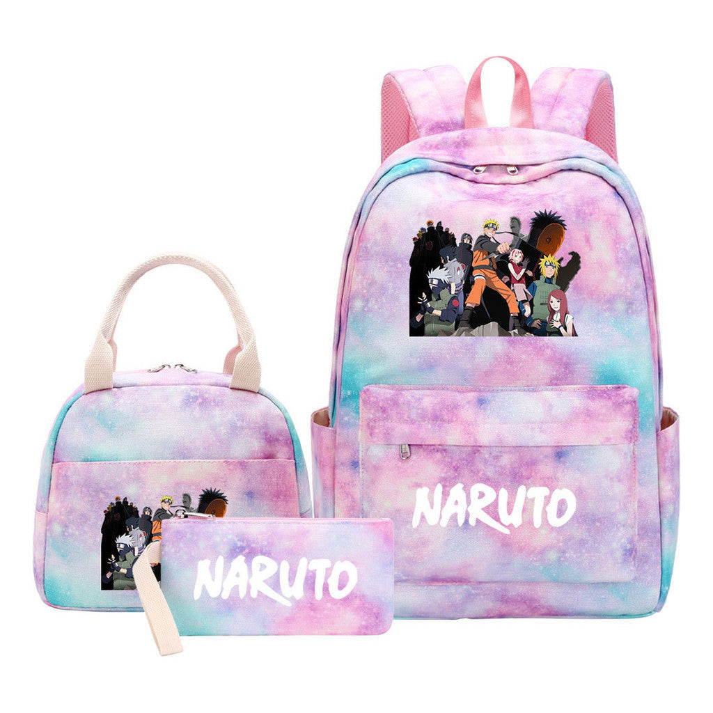 Naruto Teenage Student Girls School Bag Lunch Bag Three Piece Set Backpack Set