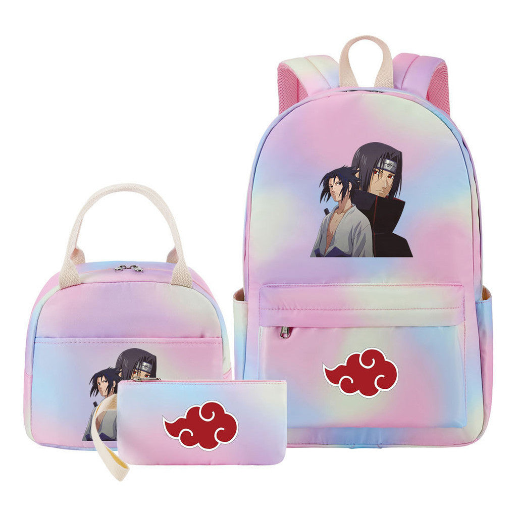 Naruto Teenage Student Girls School Bag Lunch Bag Three Piece Set Backpack Set