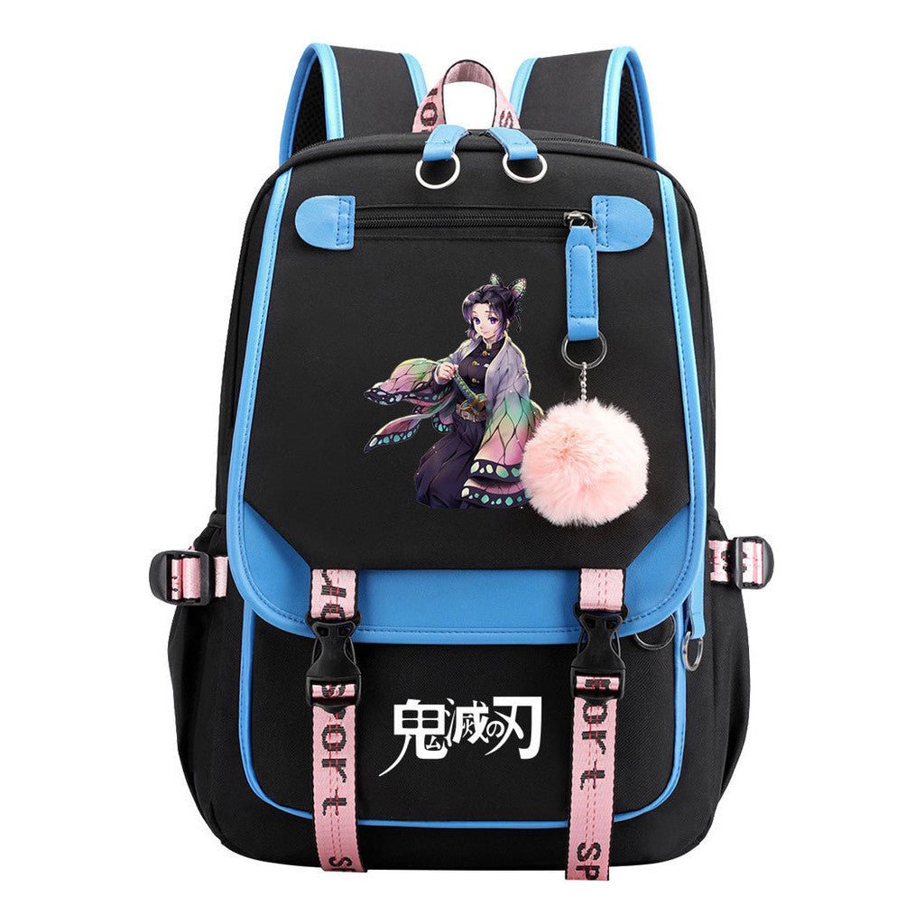 Cartoon Fashion Usb Youth School Bag For Boys And Girls Casual Ribbon Flip Backpack