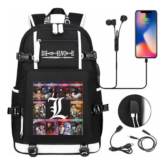 Death Note Usb Large Capacity Youth Student Backpack Men's And Women's Leisure Travel Backpack