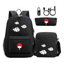 Naruto Usb Password Lock Student Backpack Three Piece Set Backpack Set