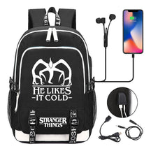 Strange Story Printed Usb Teenage Student Backpacks Men's And Women's Leisure Travel Backpack