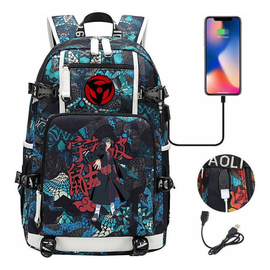 Naruto Usb Youth Student Backpack For Men And Women Leisure Travel Backpack