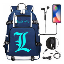 Blue Night Light Death Note Usb Youth Student School Bag Men's And Women's Leisure Travel Backpack