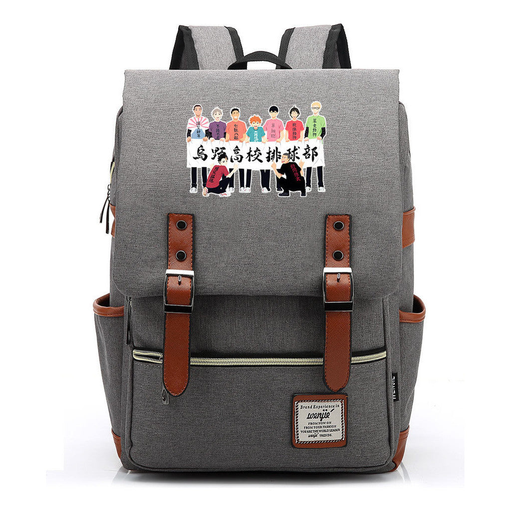 Volleyball Youth Printed Youth Student School Bag Men's And Women's Leisure Belt Buckle Classic Backpack