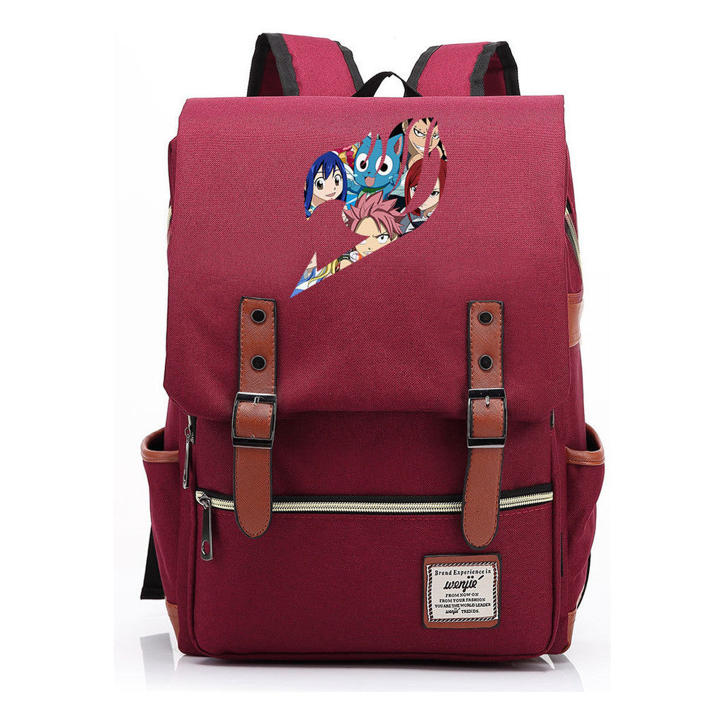 Printed Youth Student School Bag Casual Belt Buckle Classic Backpack