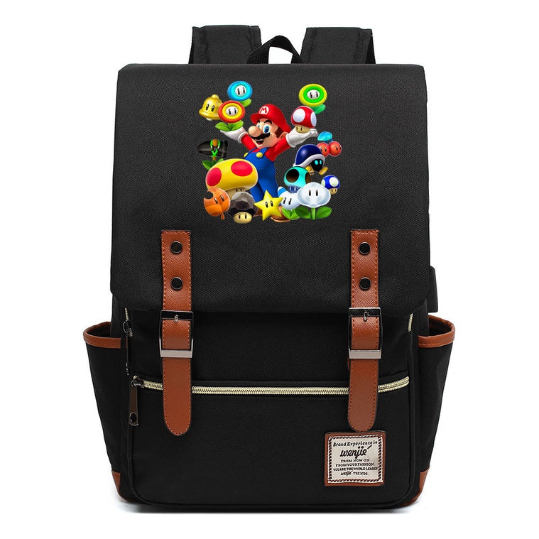 Super Mario Youth Student backpack USB casual backpack