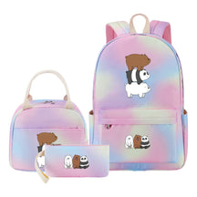Cartoon Cute Three Cheap Bears Youth Student Girls School Bag Lunch Bag Three Piece Set Backpack Set