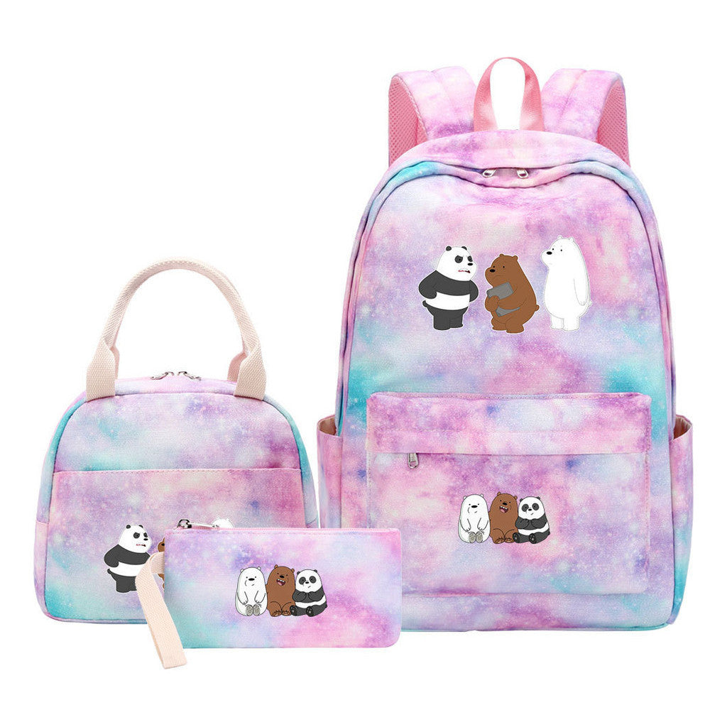 Cartoon Cute Three Cheap Bear Student Backpack Lunch Bag Three Piece Set Backpack Set