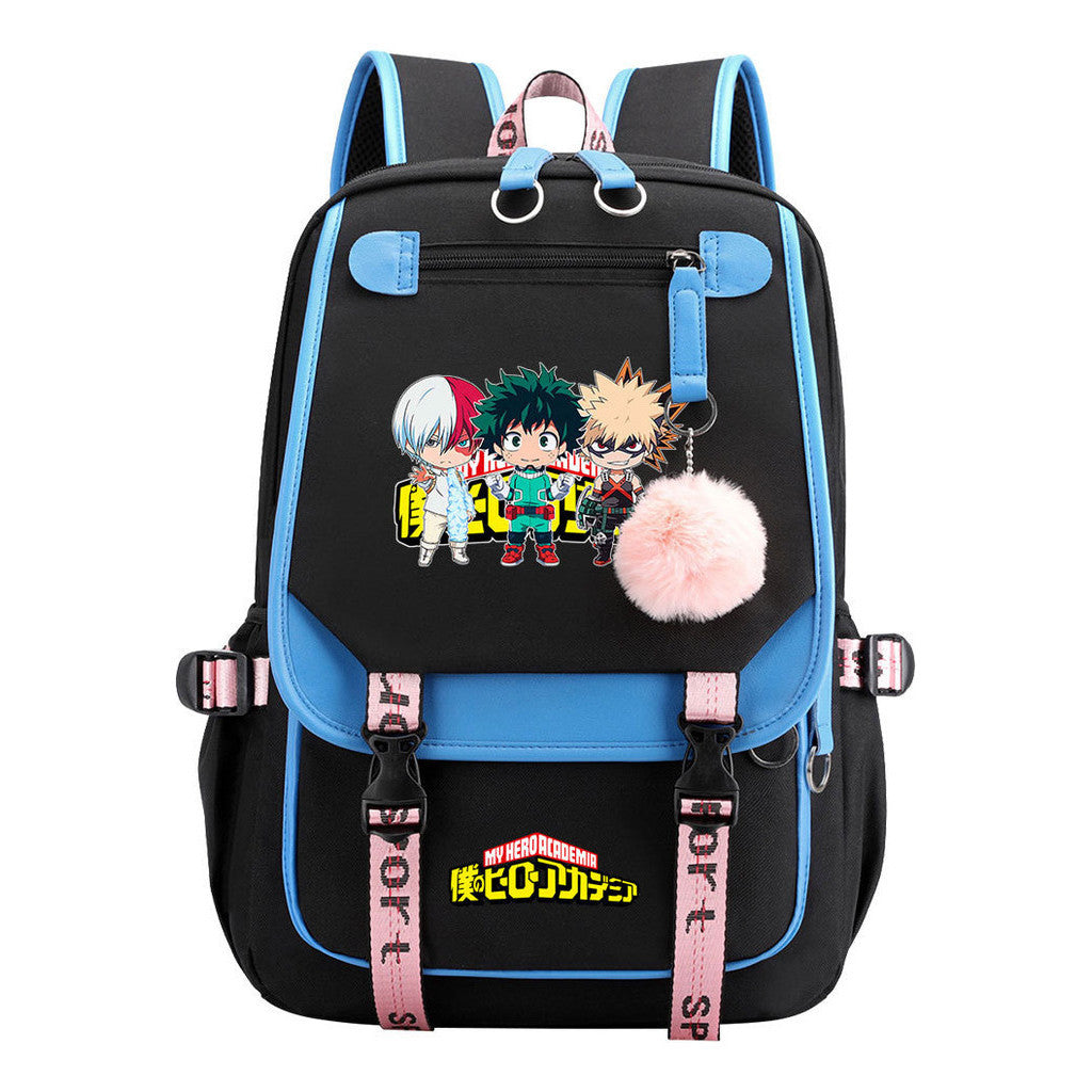 Comics My Heroes Academy Usb Youth Student Backpack Men's And Women's Leisure Ribbon Flip Backpack