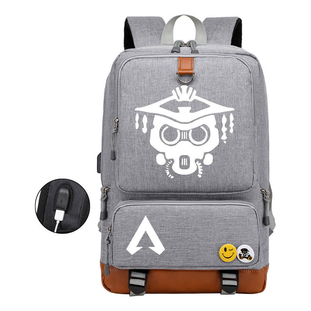 Apex Hero Print Usb Student Backpack For Leisure Travel Backpack