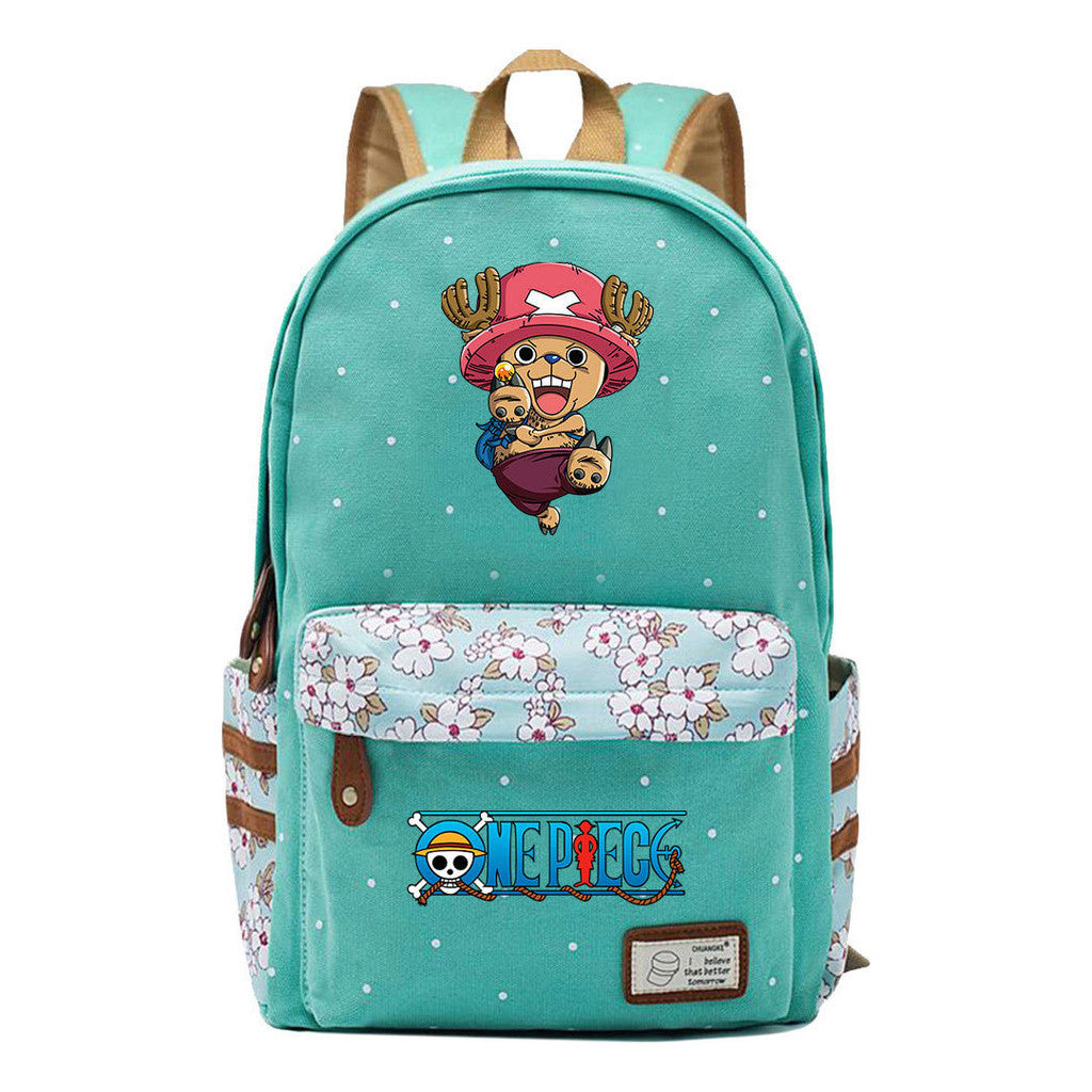 Anime Pirate King Lufei Printed Student School Bag Fragmented Flower Leisure Backpack