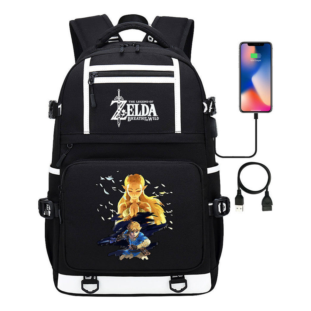 Legend Of Zelda Printed Usb Youth Student Backpack Men's And Women's Backpack Leisure Travel Bag