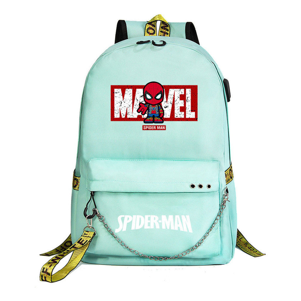 Superhero Printed Teenage Student Backpack For Boys And Girls, Casual Woven Strap Backpack