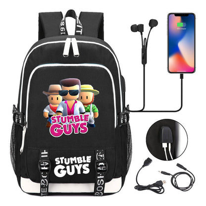Printed Student Backpack Usb Men's And Women's Leisure Backpack