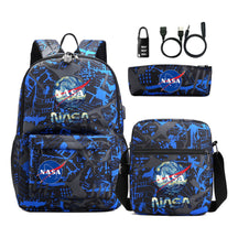 Fashionable Usb Password Lock Youth Student Backpack Three Piece Set Backpack