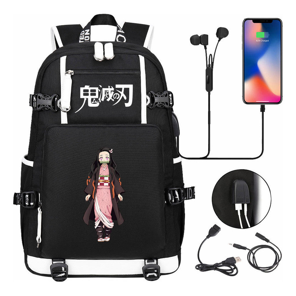 Printed Usb Large Capacity Student Backpack For Leisure Travel Backpack