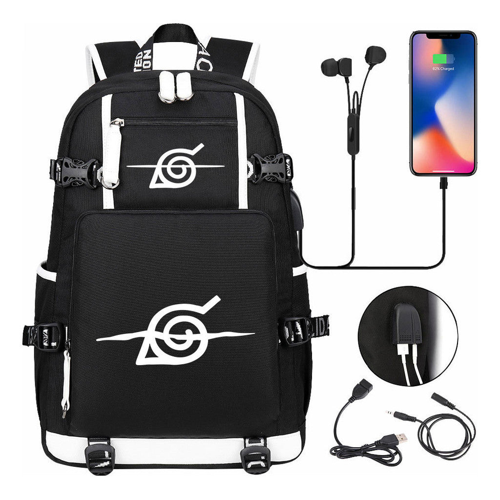 Naruto Usb Large Capacity Youth Student Backpack For Men And Women's Leisure Travel Backpack