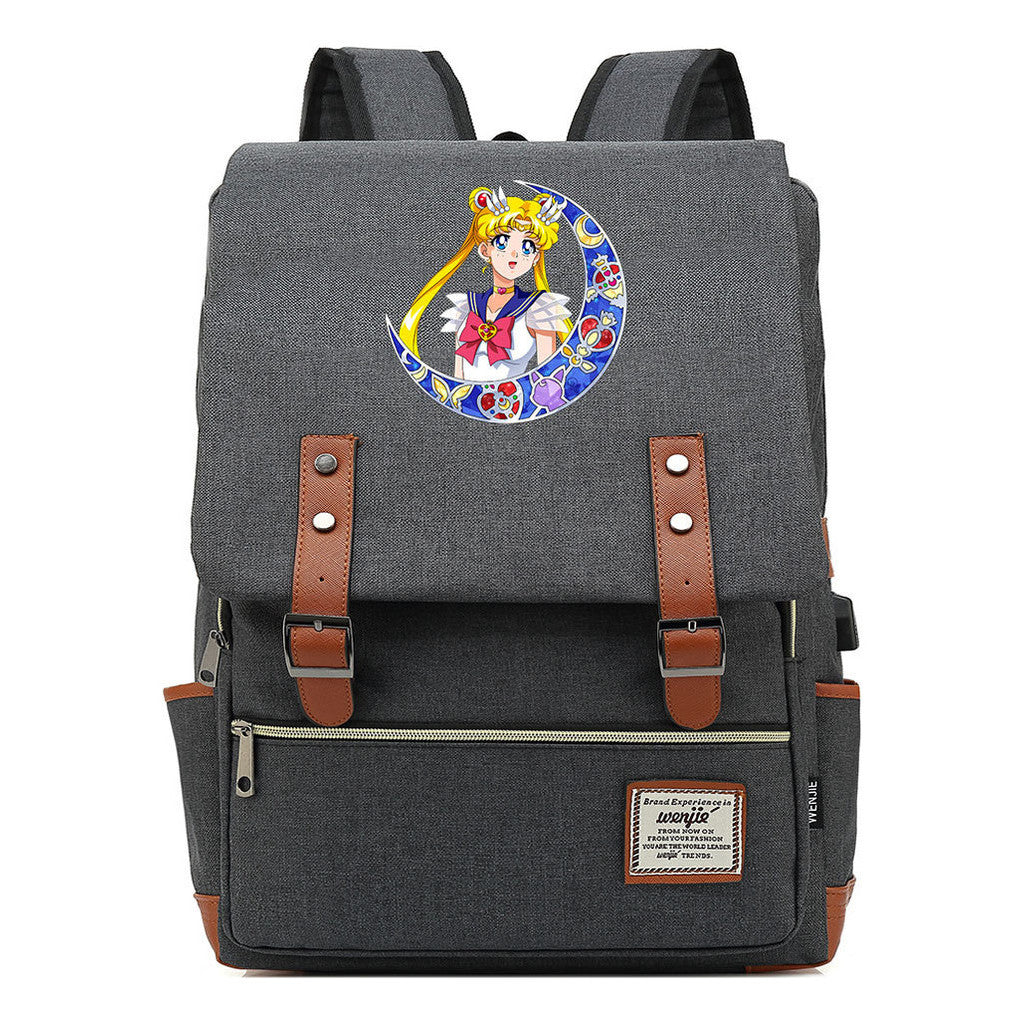 Beautiful Girl Warrior Youth Student School Bag Usb Men's And Women's Leisure Backpack