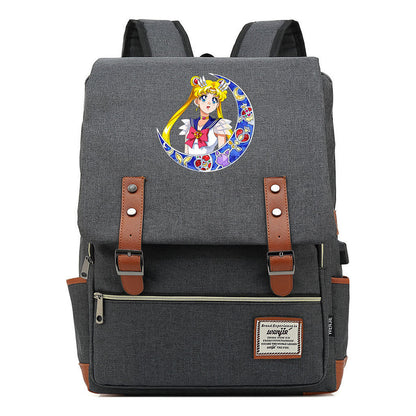 Beautiful Girl Warrior Youth Student School Bag Usb Men's And Women's Leisure Backpack