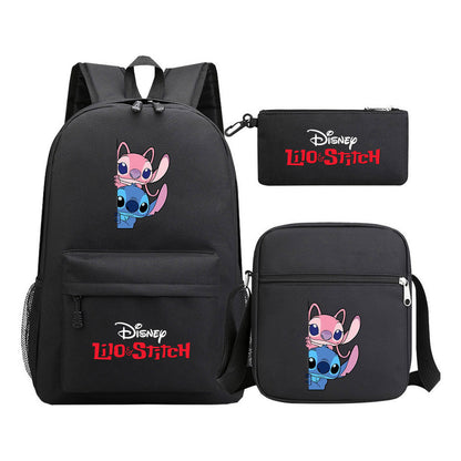 Starry Baby Stitch Printed Youth School Bag Three Piece Set For Men And Women Shoulder Set Backpack
