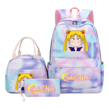 Anime Beauty Girl Warrior Youth Student Girl Schoolbag Lunch Bag Three Piece Set Backpack Set