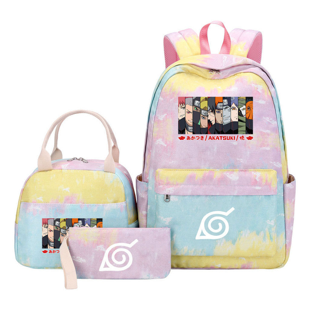 Naruto Teenage Student Girls School Bag Lunch Bag Three Piece Set Backpack Set