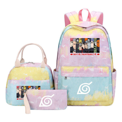 Naruto Teenage Student Girls School Bag Lunch Bag Three Piece Set Backpack Set