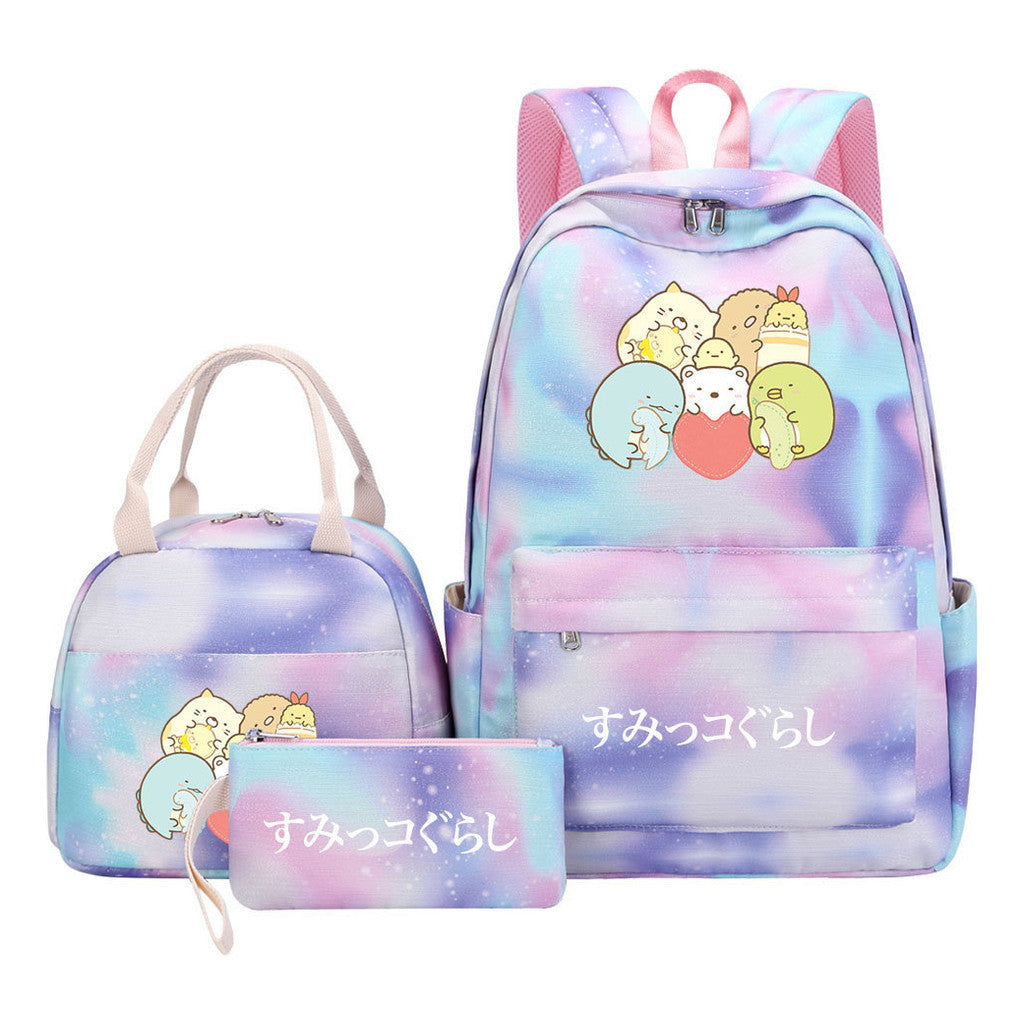 Game Corner Biology Youth Student Girls School Bag Lunch Bag Three Piece Set Backpack Set
