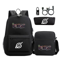 Naruto Usb Password Lock Youth Student Backpack Three Piece Set For Men And Women Backpack Set
