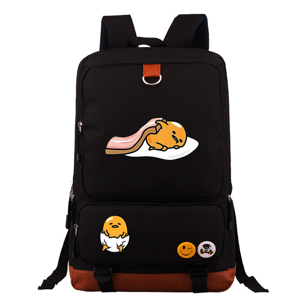 Cartoon Anime Lazy Egg Youth Student Backpack, Large Capacity Travel Bag, Boy's And Girl's Backpack