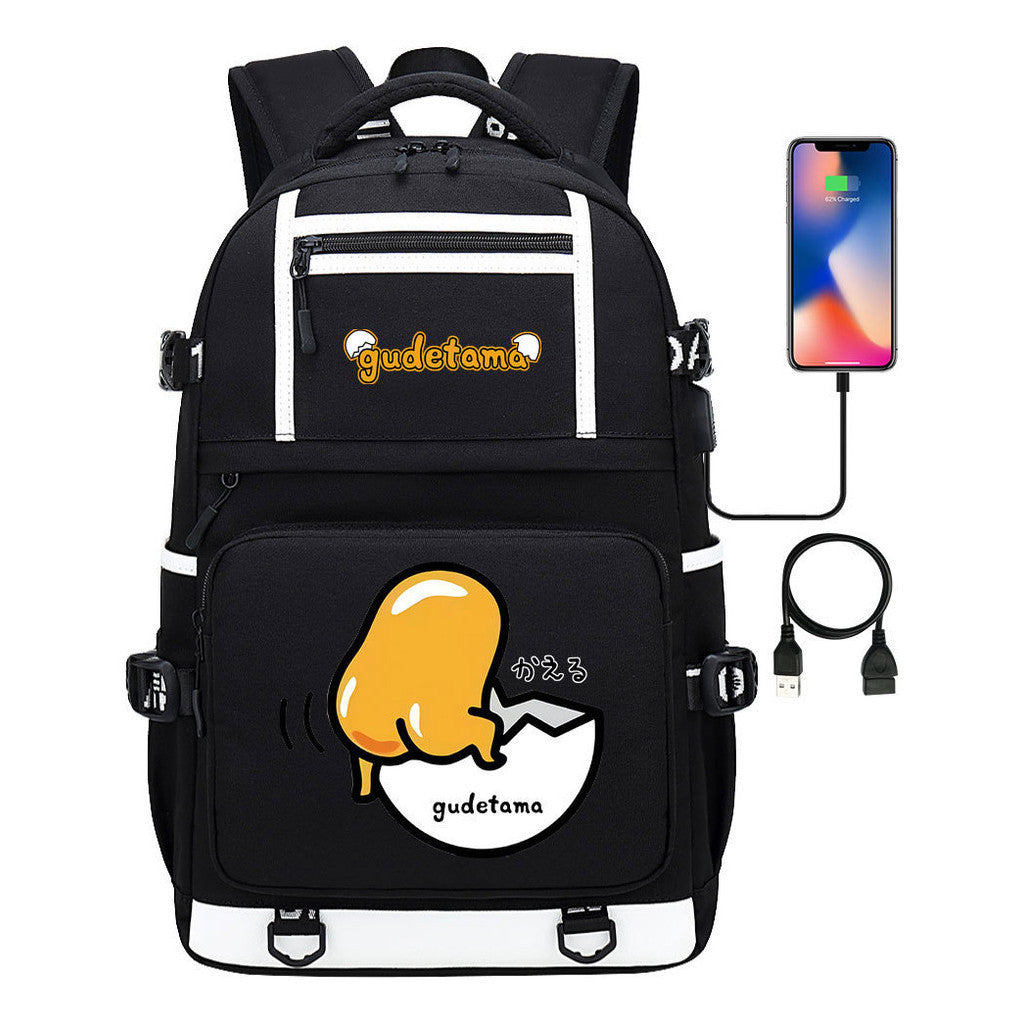 Cartoon Cartoon Lazy Egg Usb Student Backpack Backpack Leisure Travel Bag