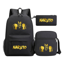 Golden Anime Naruto Starry Sky Youth Student Backpack Set, 3-piece, Men's And Women's Backpack Set