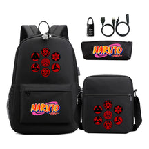 Naruto Usb Password Lock Youth Student Backpack Three Piece Set For Men And Women Backpacks
